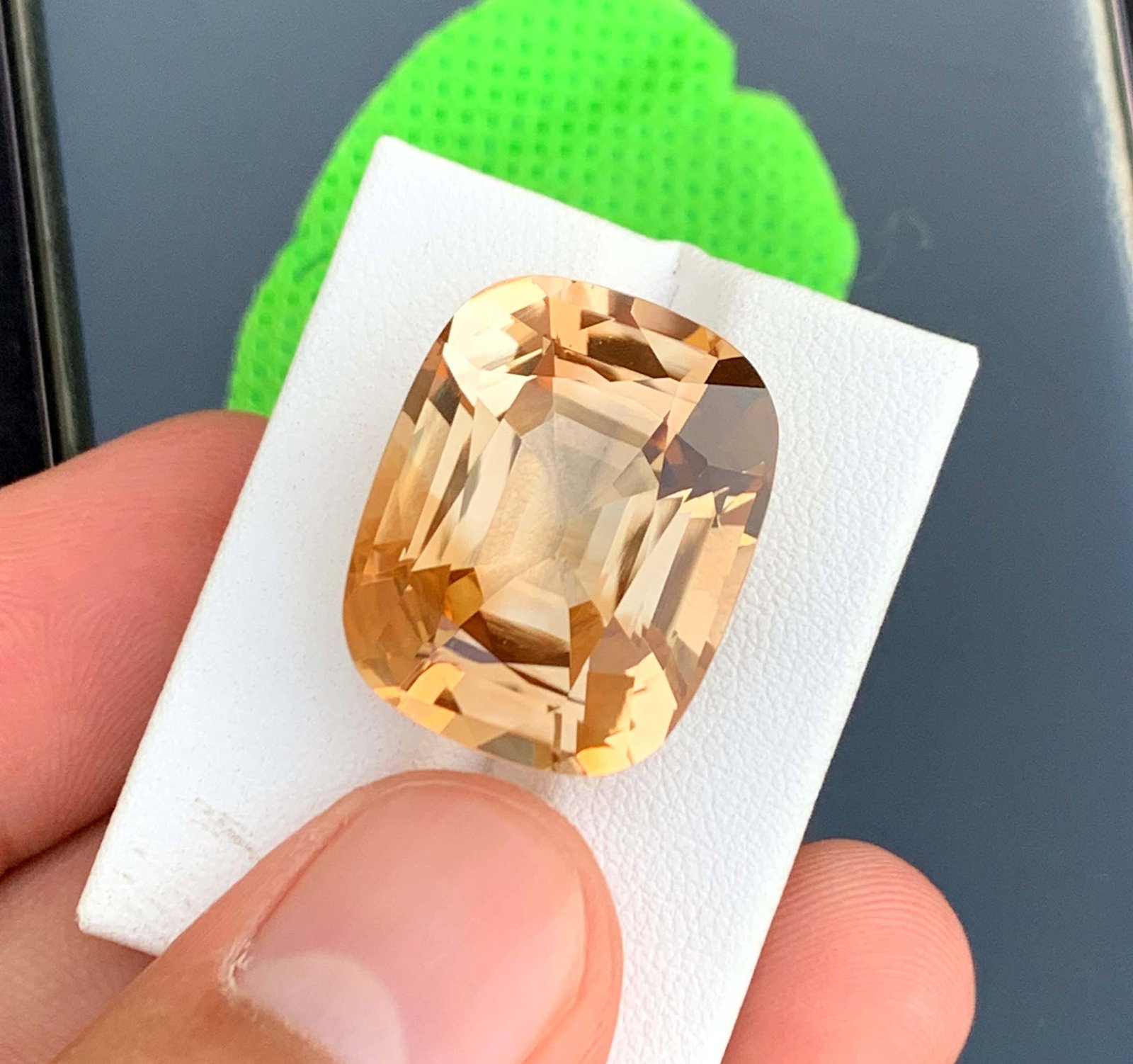 Golden Yellow Topaz Gemstone: 41.80 Carat Cushion Cut Stone (1 of 3)