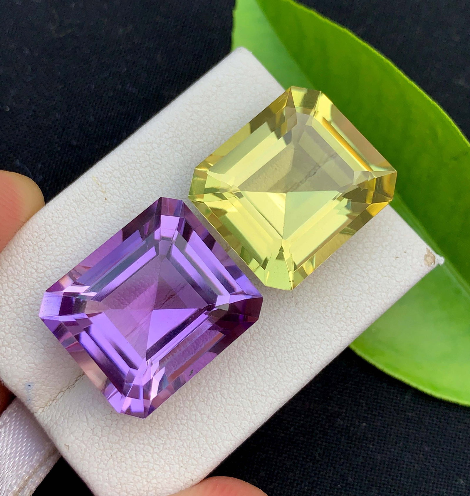 Natural Amethyst & Citrine Gemstone Pair: Fancy Cut February Birthstone (34.10 Carat) (1 of 4)