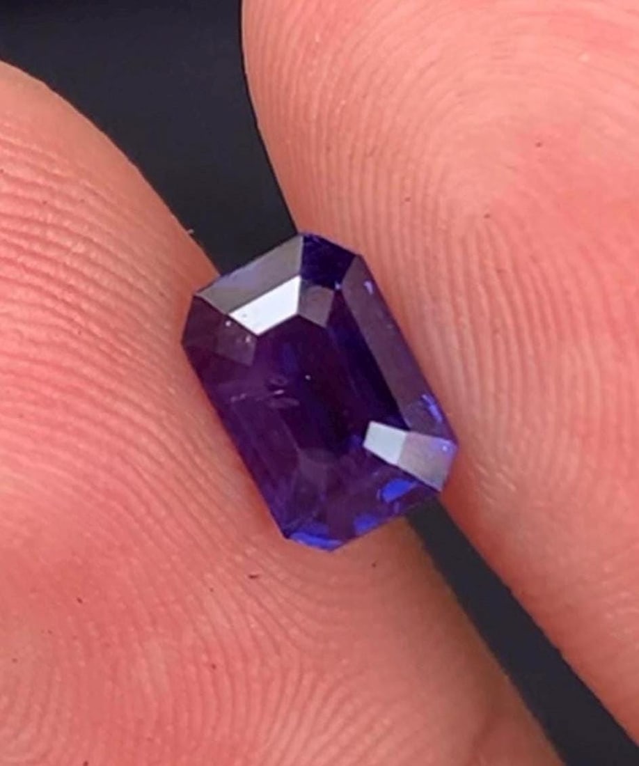 No Heat Blue Sapphire Ringstone: Emerald Cut, 1.70 CT - 3
