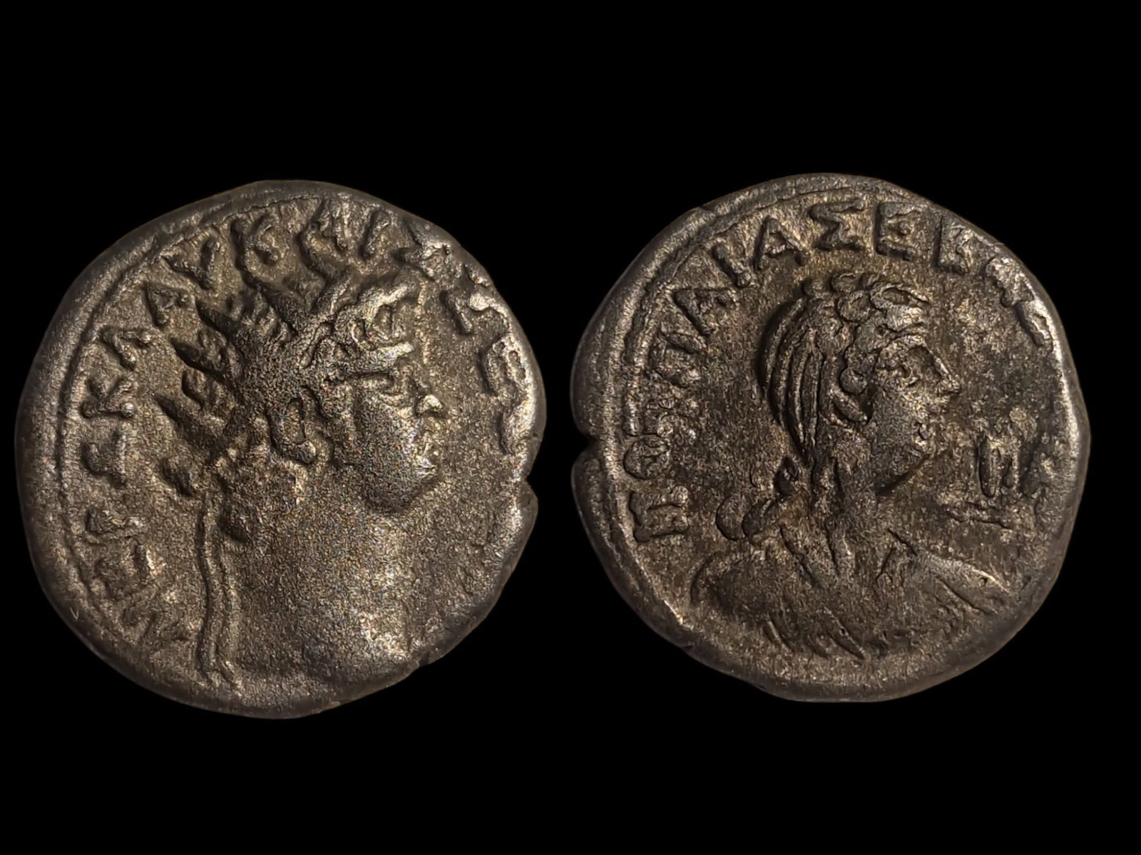 JULIO-CLAUDIAN DYNASTY | NERO & POPPAEA SABINA SILVER TETRADRACHM: Title: JULIO-CLAUDIAN DYNASTY | NERO & POPPAEA SABINA SILVER TETRADRACHM Description: Alexandria, Egypt | Dated RY 10 (AD 63/64) Historical Narrative: Imperial Power and Rare Portraiture. This billon