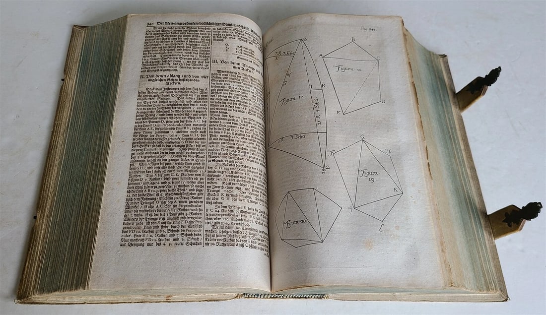 1719 ILLUSTRATED COMPENDIUM of HOUSEHOLD LITERATURE antique GERMAN PIGSKIN FOLIO - 15