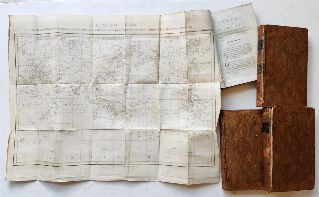 1785-86 VOYAGE of CAPTAIN COOK 4 vols ILLUSTRATED w/ 48 PLATES antique ENGLISH - 2