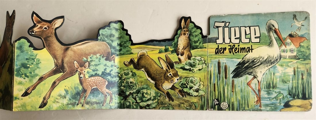 1950s antique ILLUSTRATED CHILDREN BOOK tiere der heimat ANIMALS of the HOMELAND - 3