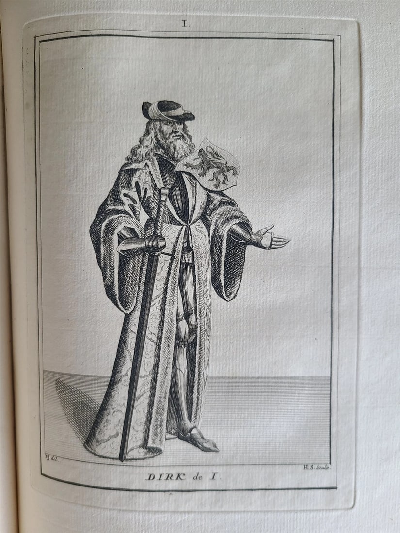 1745 NETHERLANDS HISTORY antique ILLUSTRATED w/ 32 PLATES De graaven van Holland - 17