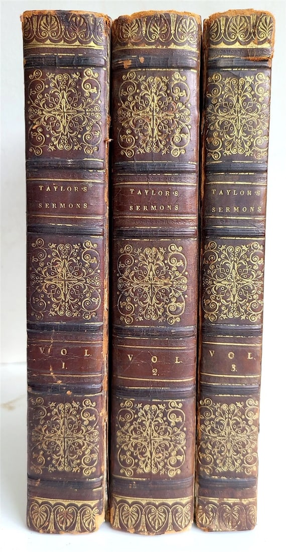 1816 DISCOURSES on VARIOUS SUBJECTS by J. TAYLOR 3 VOLS antique BOSTON AMERICANA - 3