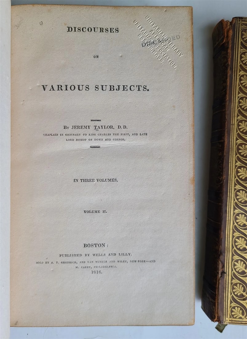 1816 DISCOURSES on VARIOUS SUBJECTS by J. TAYLOR 3 VOLS antique BOSTON AMERICANA - 6