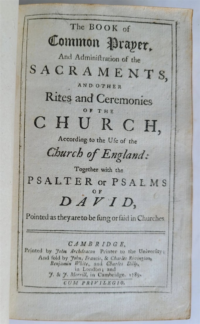 1789 BOOK OF COMMON PRAYER & PSALTER ENGLISH ANTIQUE Cambridge - 2