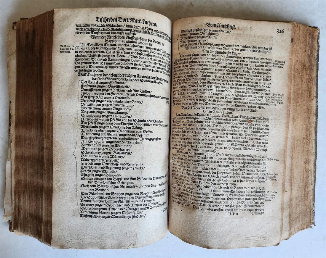1567 COLLOQVIA by MARTIN LUTHER antique PIGSKIN BOUND FOILIO - 12