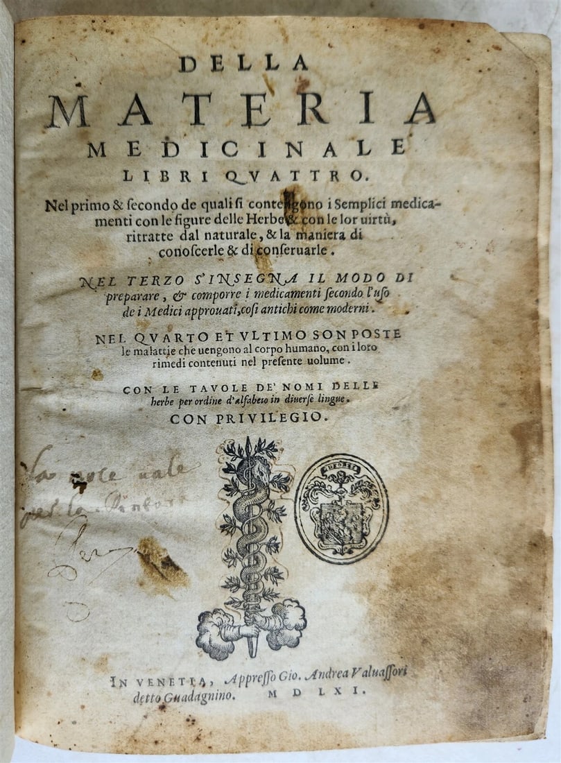 1561 PHARMACOPEIA ILLUSTRATED MEDICAL PLANTS by SANSOVINO antique 16th CENTURY - 2