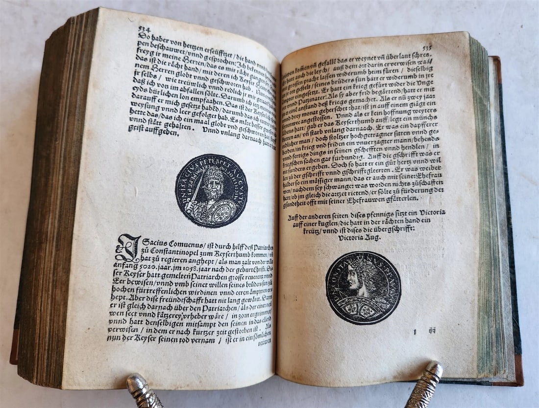 1558 NUMISMATICS antique ILLUSTRATED w/ 722 WOODCUTS Roman & German coins - 18