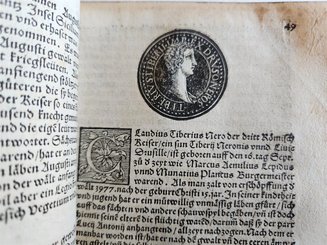 1558 NUMISMATICS antique ILLUSTRATED w/ 722 WOODCUTS Roman & German coins - 8
