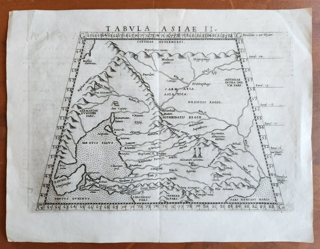 16th century Ptolemaic MAP of RUSSIA ancient Caucasus & Black Sea region ANTIQUE (1 of 2)