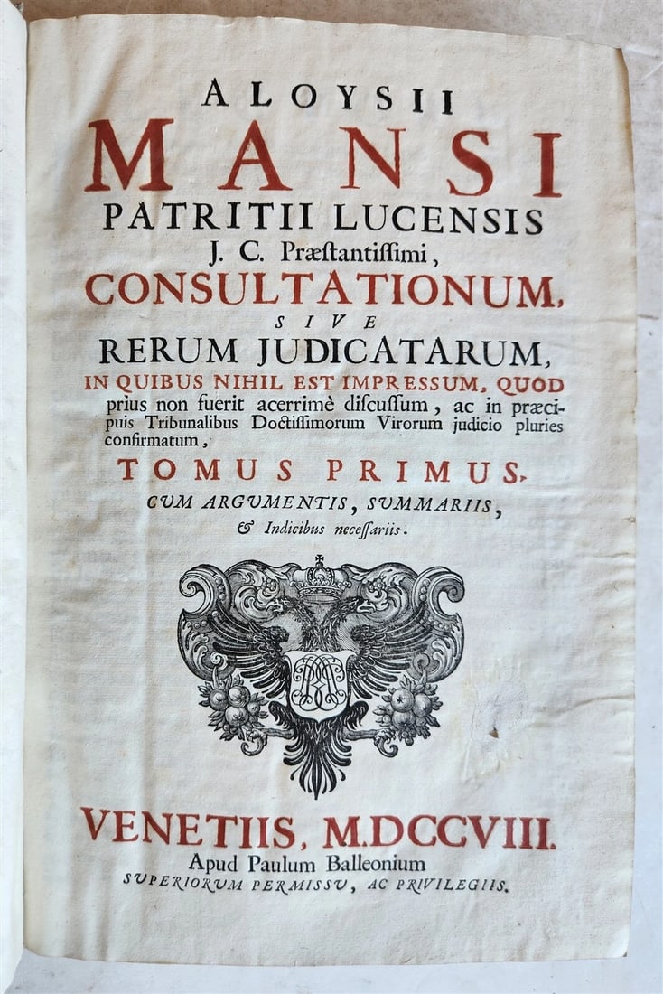 1708 LAW BOOK Consultationum sive rerum judicatarum antique VELLUM BOUND FOLIO - 3
