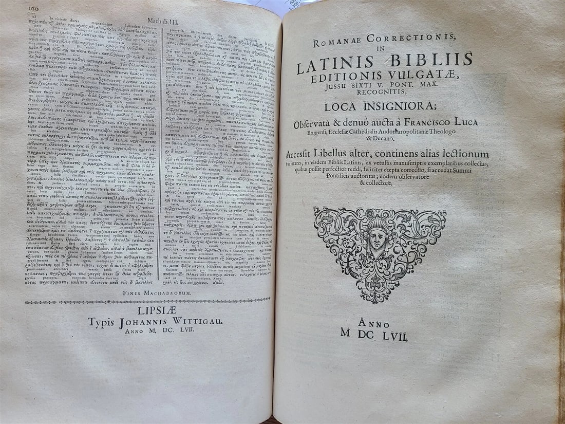 1657 BIBLE in HEBREW & GREEK antique MASSIVE FOLIO PIGSKIN OLD & NEW TESTAMENT - 13