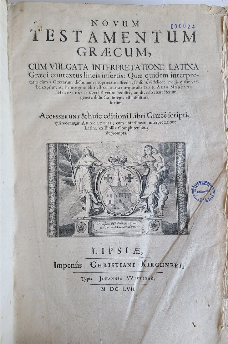 1657 BIBLE in HEBREW & GREEK antique MASSIVE FOLIO PIGSKIN OLD & NEW TESTAMENT - 2