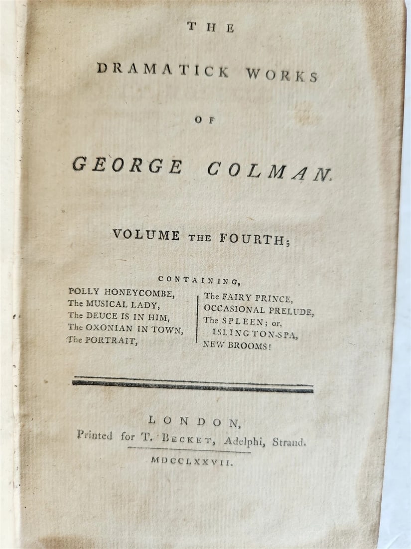 1777 DRAMATICK WORKS of GEORGE COLMAN antique 4 VOLUMES - 5