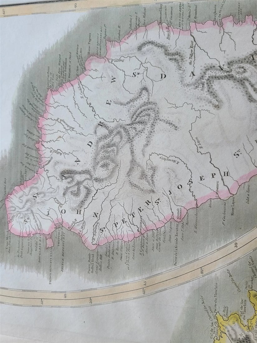 1814 MAP of WEST INDIA ISLANDS Carribean MARTINICO & DOMINICA antique 21 x 28" - 5