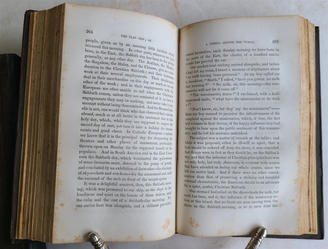 1840 FLAGSHIP VOYAGE AROUND THE WORLD antique 2 VOLUMES 1st EDITION RARE - 5