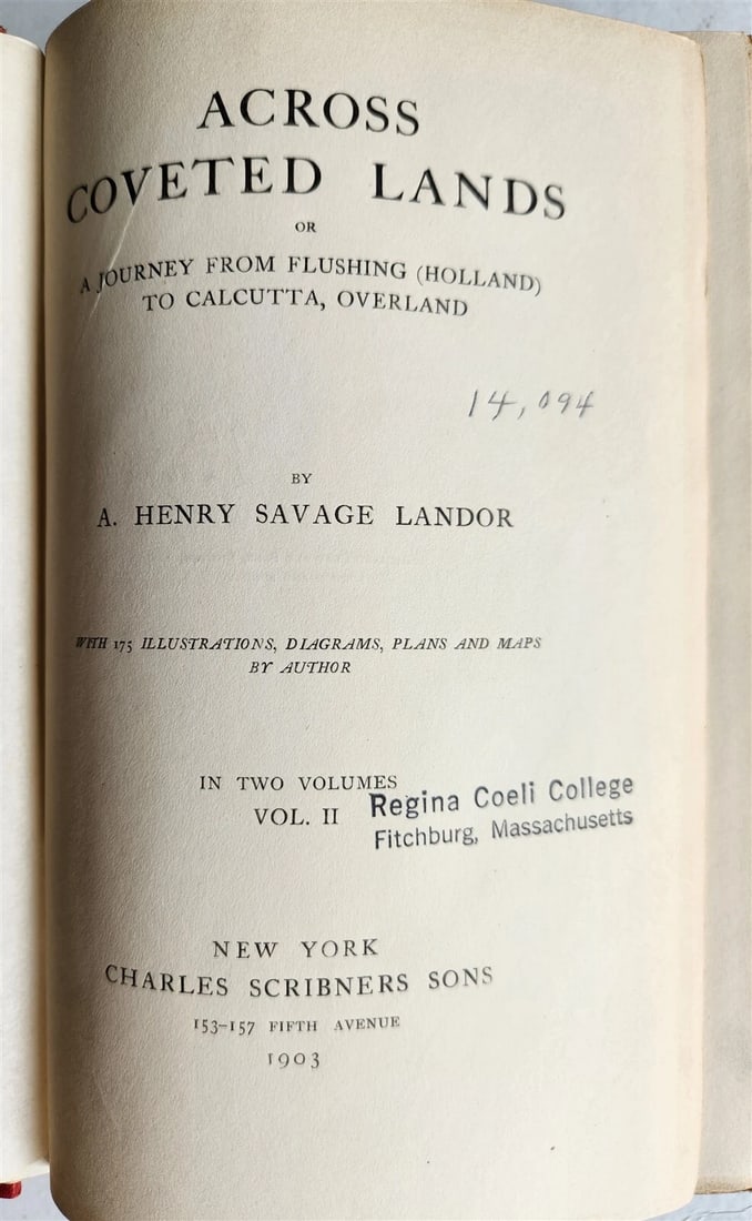 1903 ACROSS COVETED LANDS JOURNEY to CALCUTTA INDIA 2 VOLS. antique ILLUSTRATED - 18