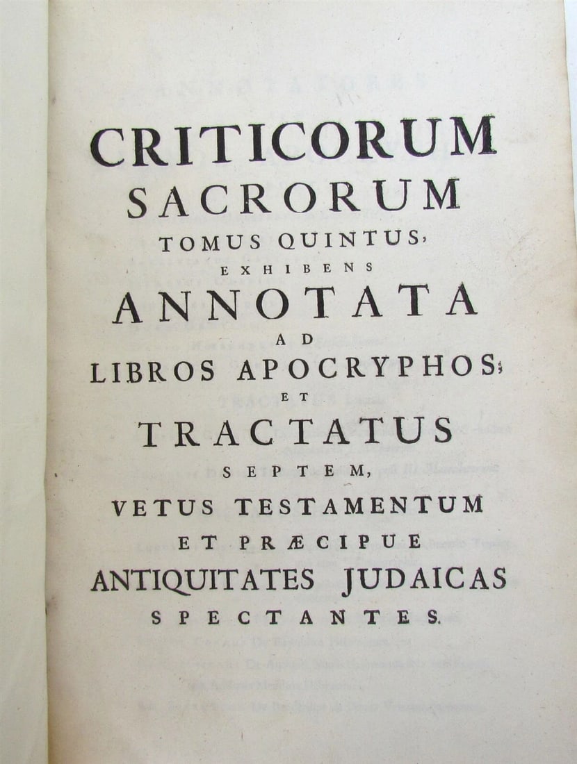 1698 ILLUSTRATED VELLUM BOUND HAND TOOLED MASSIVE FOLIO CRITICI SACRI ANTIQUE v6 - 3