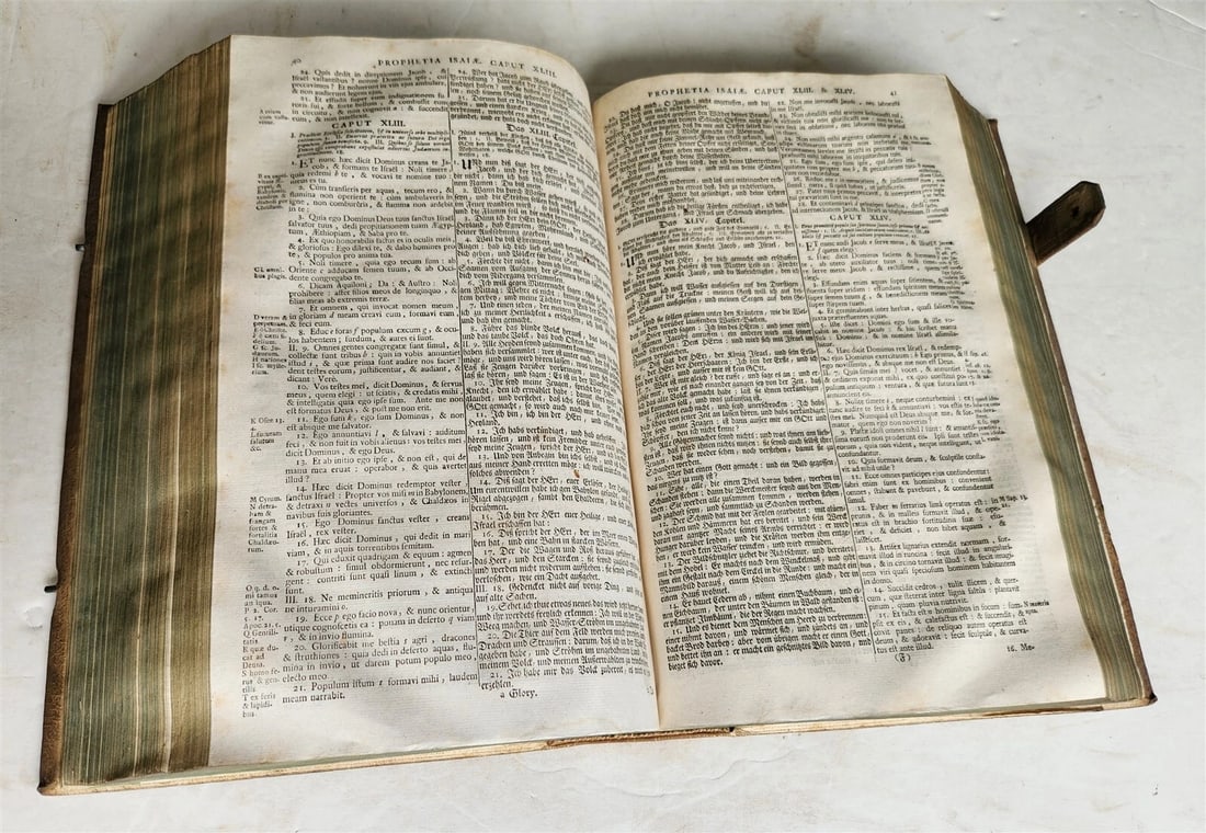 1749 BIBLE in GERMAN & LATIN antique HAND TOOLED PIGSKIN BOUND FOLIO - 9
