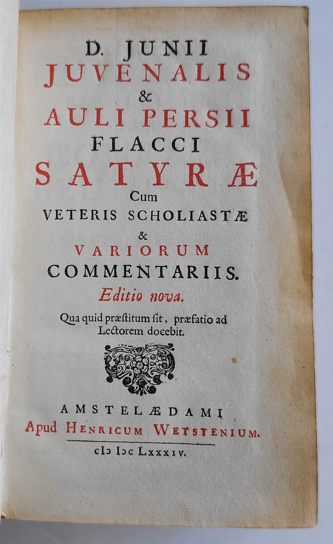 1684 JUVENALIS & PERSIUS SATIRAE antique VELLUM BINDING - 2