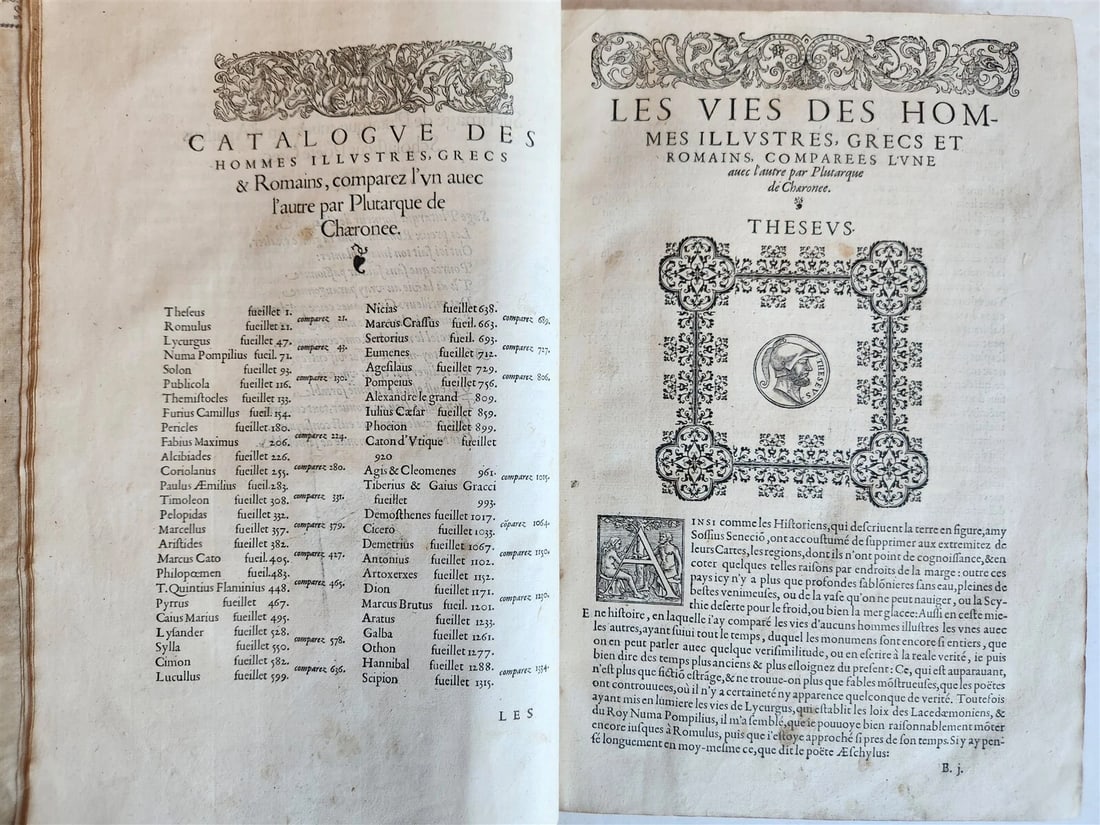 1575 PLUTARCHUS LIVES of ILLUSTRIOUS GREEKS & ROMANS 2 VOLS antique ILLUSTRATED - 4