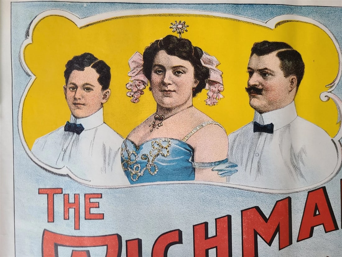 1905 CIRCUS POSTER THE WICHMANNS TELEPHON WIRE ACT rare antique AUTHENTIC - 3