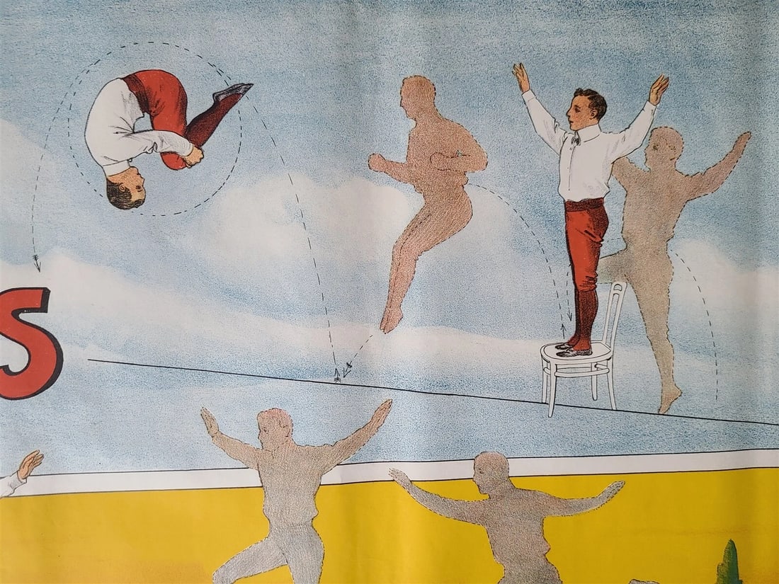 1905 CIRCUS POSTER THE WICHMANNS TELEPHON WIRE ACT rare antique AUTHENTIC - 4