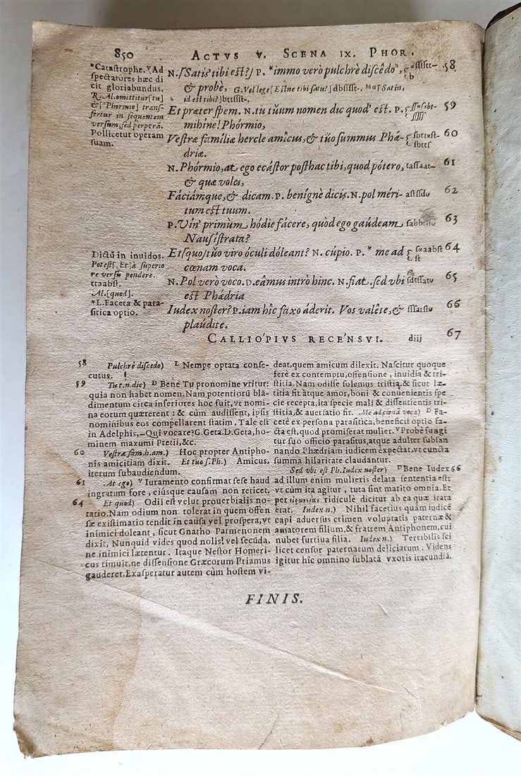 1560 COMEDIES of TERENCE COMMENTARY by Pierre Davantes Antesignanus antique 16c - 3