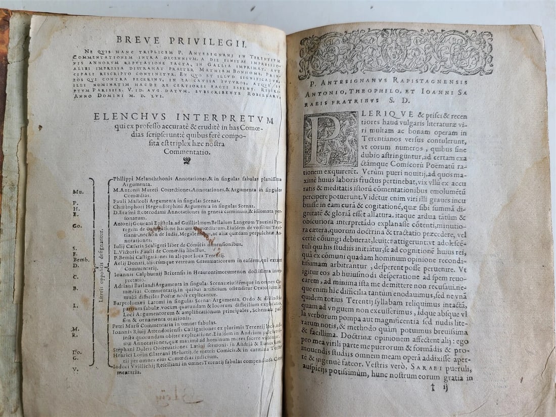 1560 COMEDIES of TERENCE COMMENTARY by Pierre Davantes Antesignanus antique 16c - 7