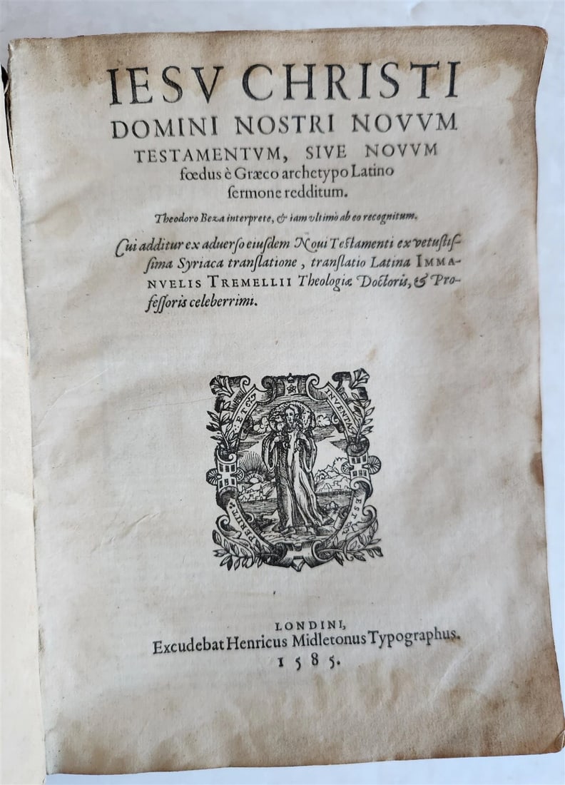 1585 BIBLE in LATIN printed in LONDON antique VELLUM 16th CENTURY NEW TESTAMENT: Title: 1585 BIBLE in LATIN printed in LONDON antique VELLUM 16th CENTURY NEW TESTAMENT Description: Jesu Christi domini nostri novum testamentum... (New Testament of our Lord Jesus Christ) London: