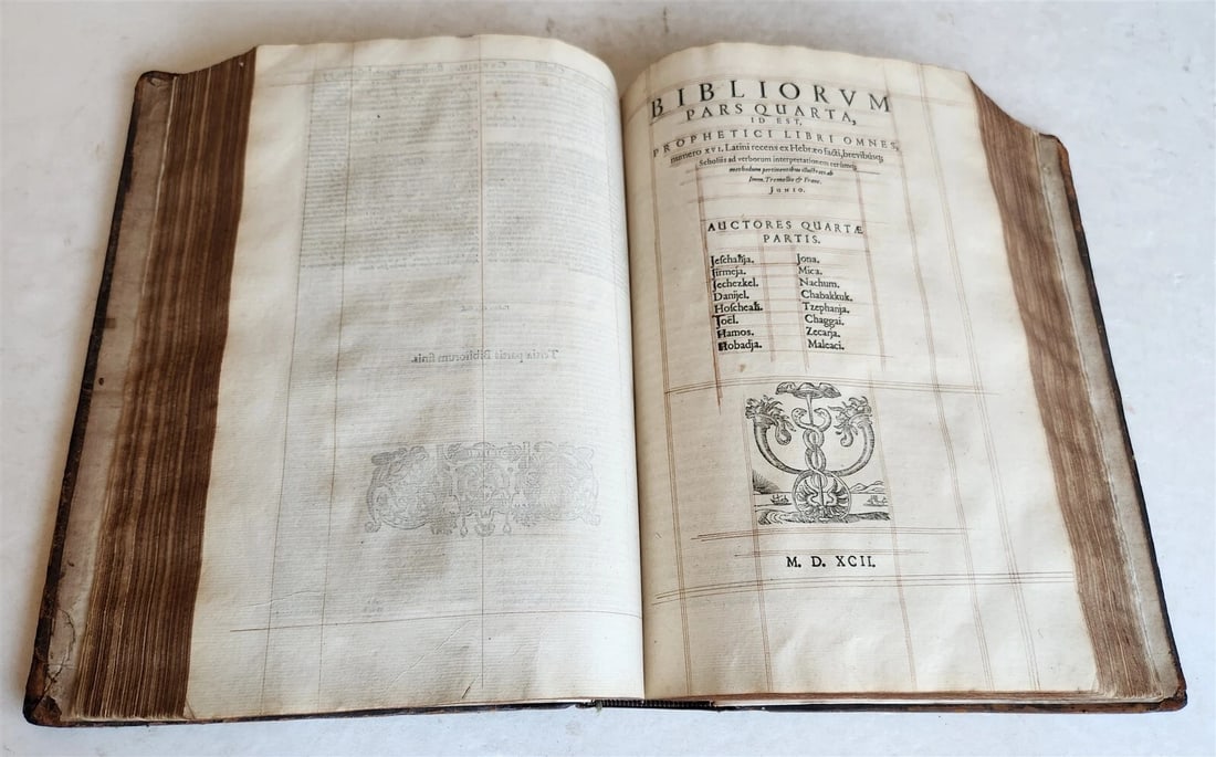 1593 BIBLE in LATIN antique LONDON ROBERT BARKER Old & New Testament FOLIO - 12