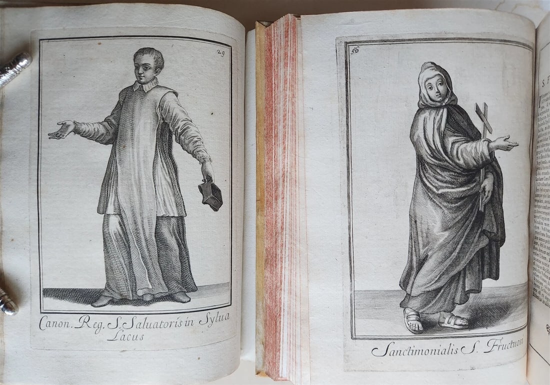 1706 ORDER of MILITANT CHURCH illustrated w/ 244 PLATES 2 VOLS antique VELLUM - 11