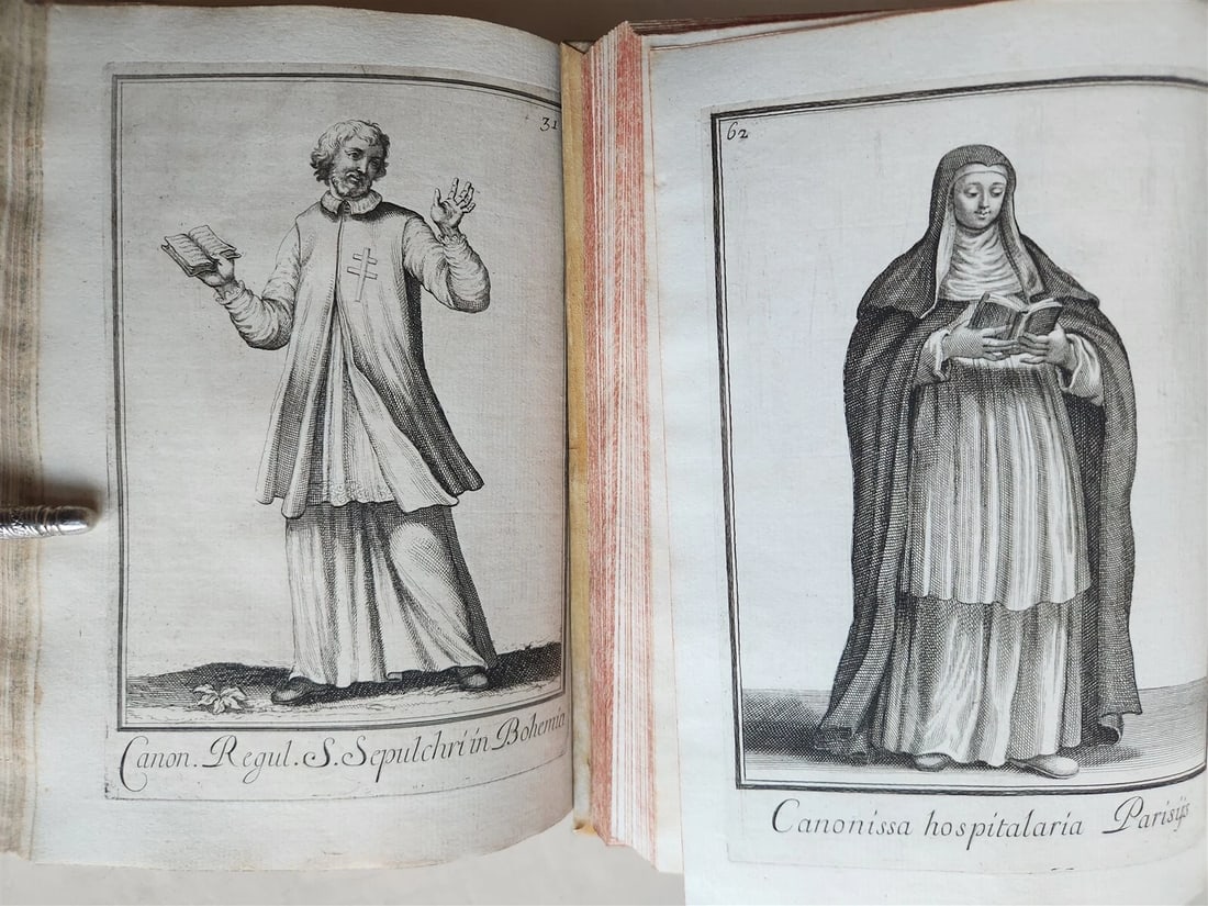 1706 ORDER of MILITANT CHURCH illustrated w/ 244 PLATES 2 VOLS antique VELLUM - 13
