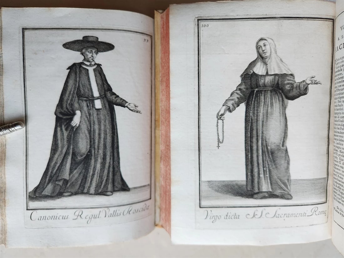 1706 ORDER of MILITANT CHURCH illustrated w/ 244 PLATES 2 VOLS antique VELLUM - 14