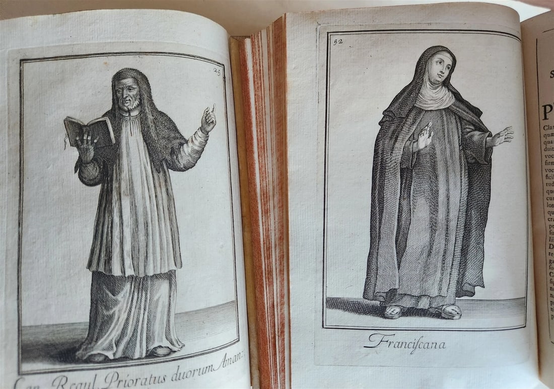 1706 ORDER of MILITANT CHURCH illustrated w/ 244 PLATES 2 VOLS antique VELLUM - 8
