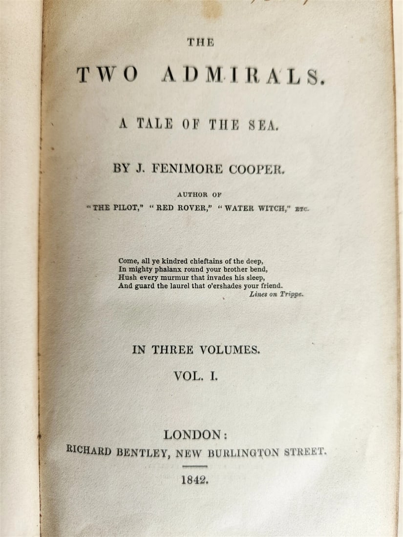 1842 TWO ADMIRALS TALE OF THE SEA by FENIMORE COOPER antique 1st ENGLISH EDITION - 4