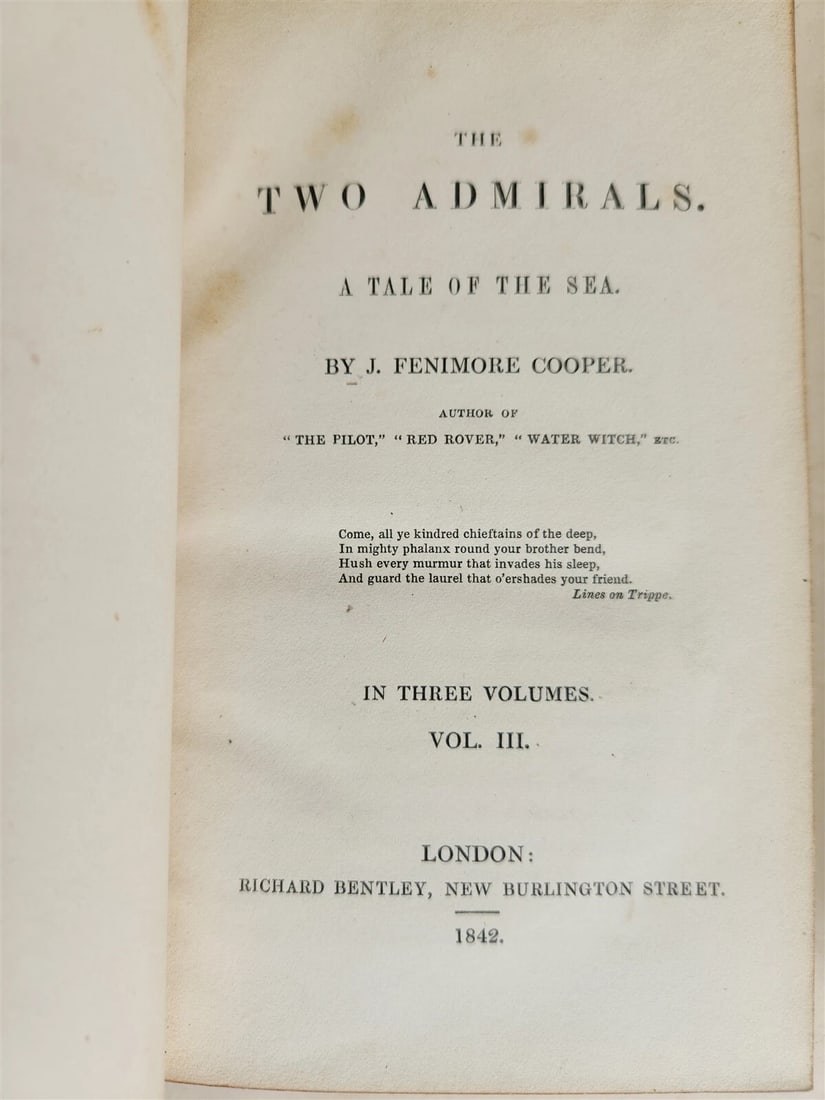 1842 TWO ADMIRALS TALE OF THE SEA by FENIMORE COOPER antique 1st ENGLISH EDITION - 6