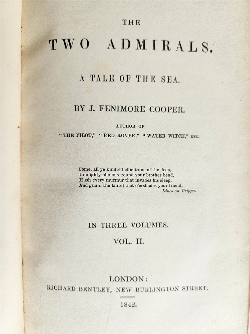 1842 TWO ADMIRALS TALE OF THE SEA by FENIMORE COOPER antique 1st ENGLISH EDITION - 7