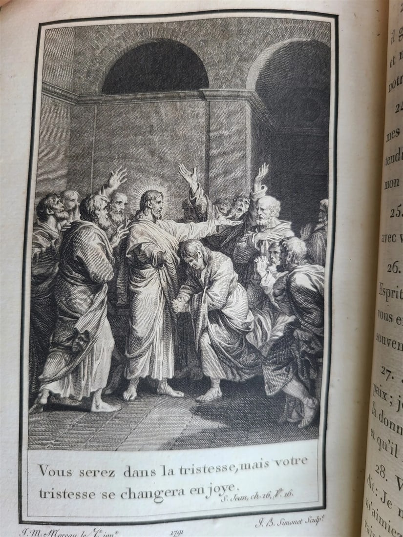 1793 BIBLE in FRENCH antique 2 VOLUMES illustrated over 80 plates NEW TESTAMENT - 11