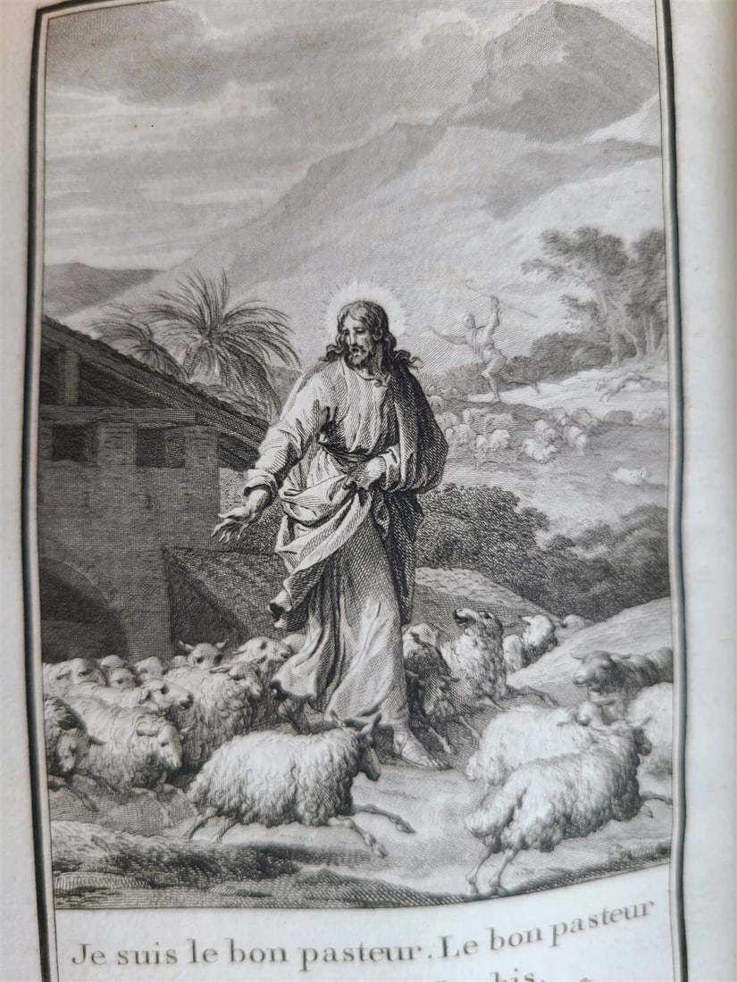 1793 BIBLE in FRENCH antique 2 VOLUMES illustrated over 80 plates NEW TESTAMENT - 12