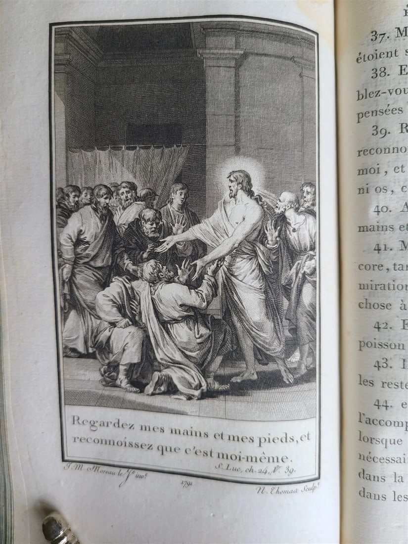 1793 BIBLE in FRENCH antique 2 VOLUMES illustrated over 80 plates NEW TESTAMENT - 7
