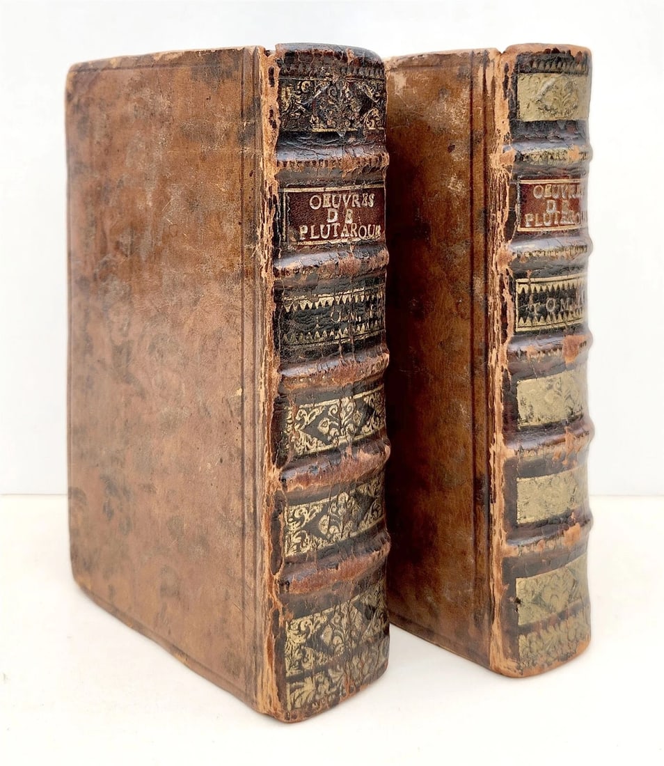 1576-1577 PLUTARCH 2 VOLUMES antique in FRENCH ANCIENT PHILOSOPHY 16th CENTURY - 3