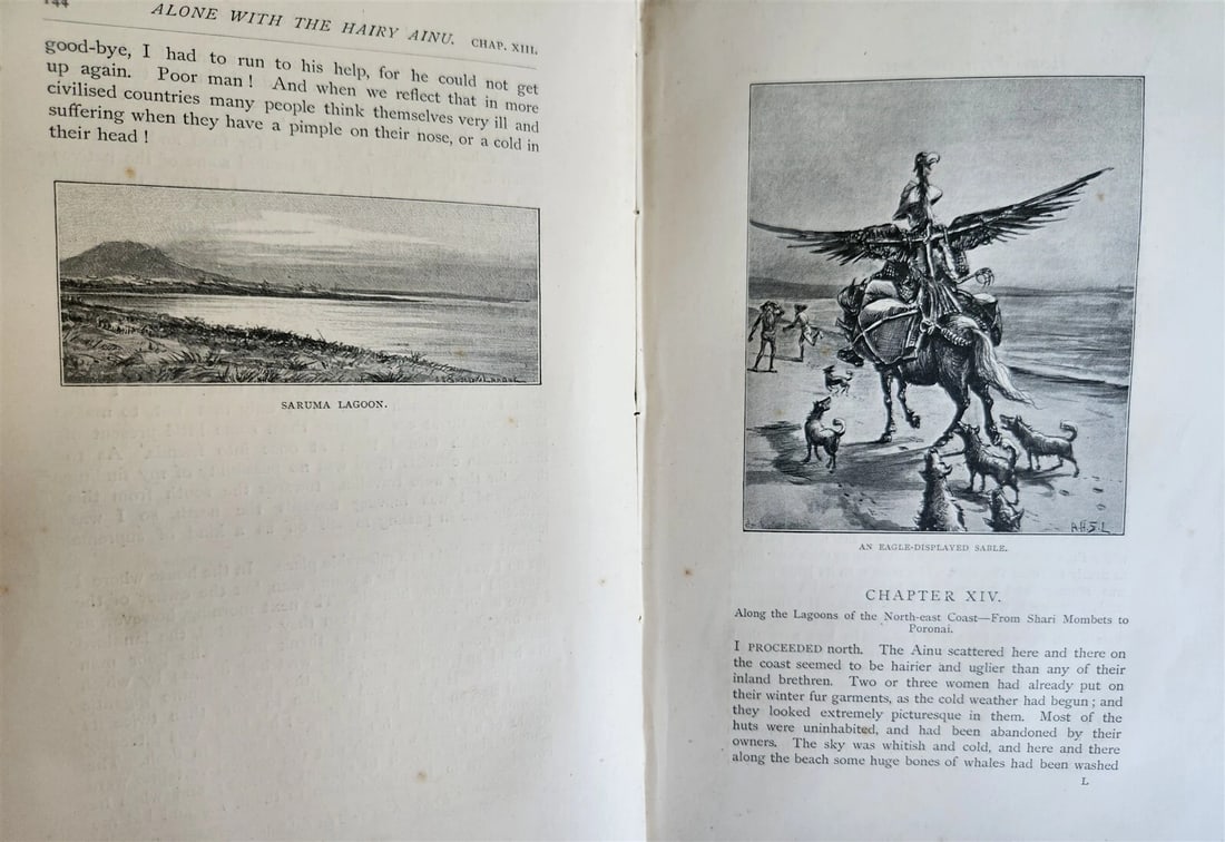 1893 Alone with Hairy Ainu Cruise to Kurile Islands antique ILLUSTRATED Japan - 4