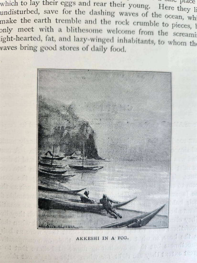1893 Alone with Hairy Ainu Cruise to Kurile Islands antique ILLUSTRATED Japan - 5