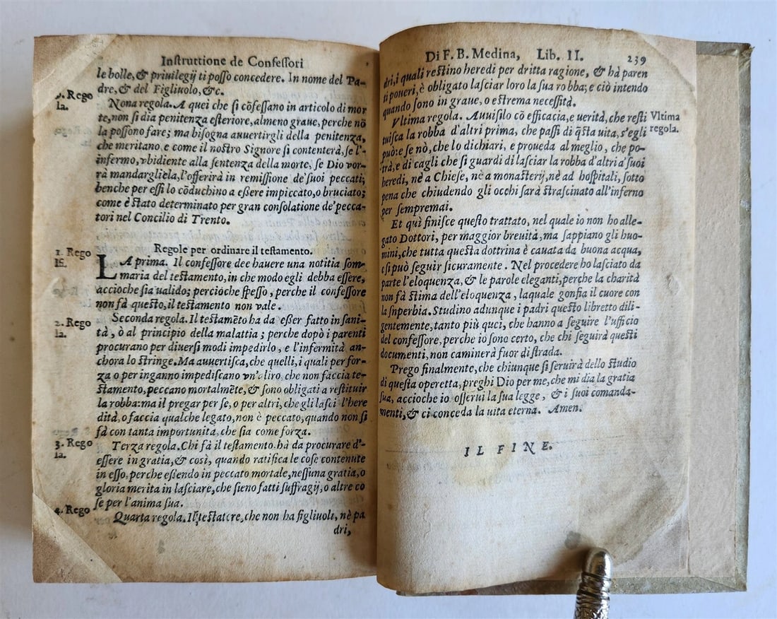 1588 INSTRUCTION for CONFESSORS by Bartolomeo de Medina antique vellum bound - 12