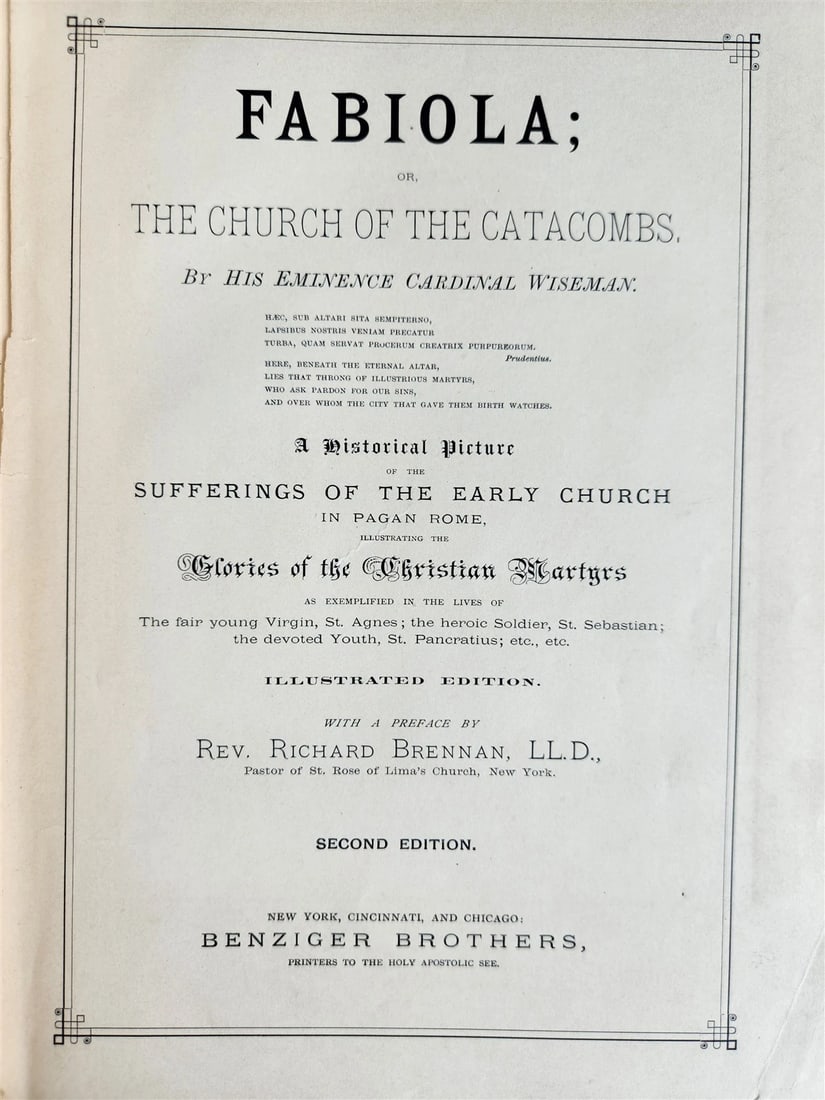 1885 FABIOLA or CHURCH of the CATACOMBS by Cardinal Wiseman illustrated ANTIQUE - 3