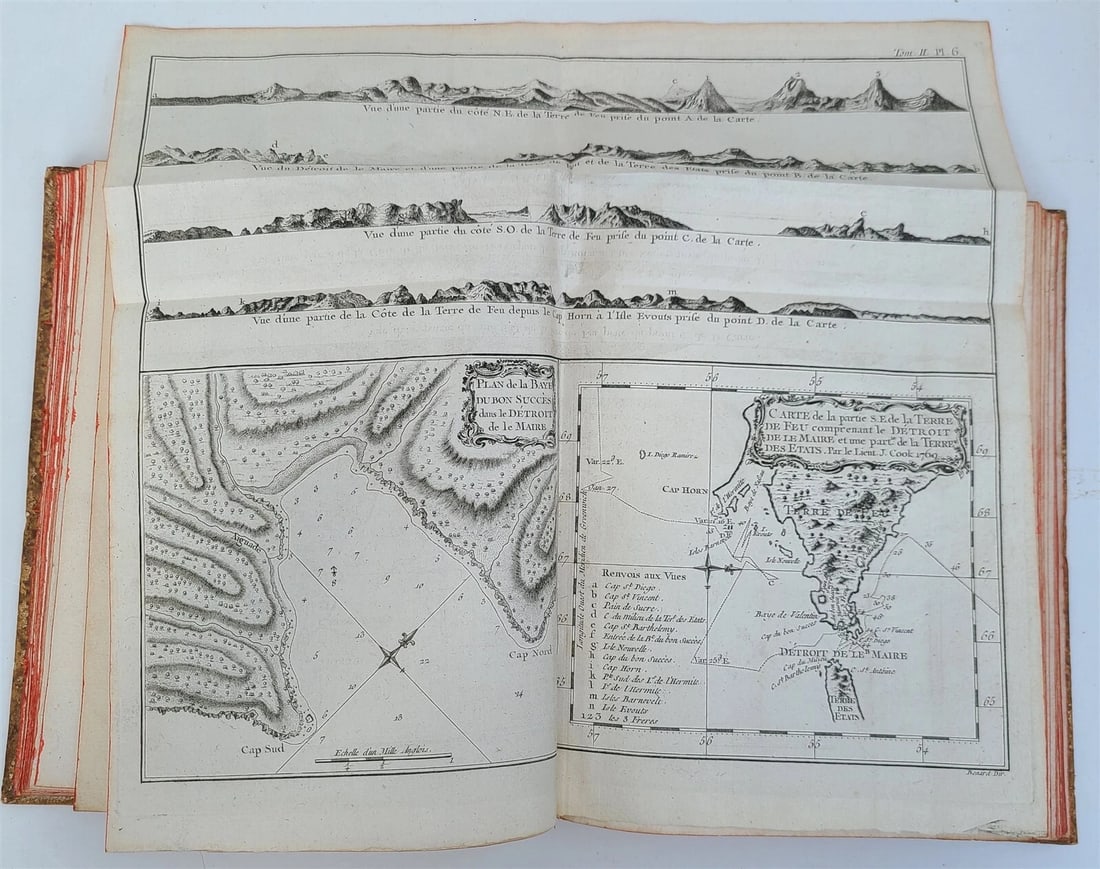1774 VOYAGES of CAPTAIN COOK 4 vols plus ILLUSTRATED ATLAS antique in FRENCH - 14