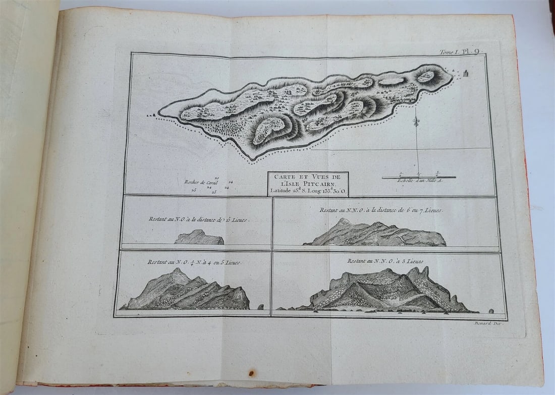 1774 VOYAGES of CAPTAIN COOK 4 vols plus ILLUSTRATED ATLAS antique in FRENCH - 7